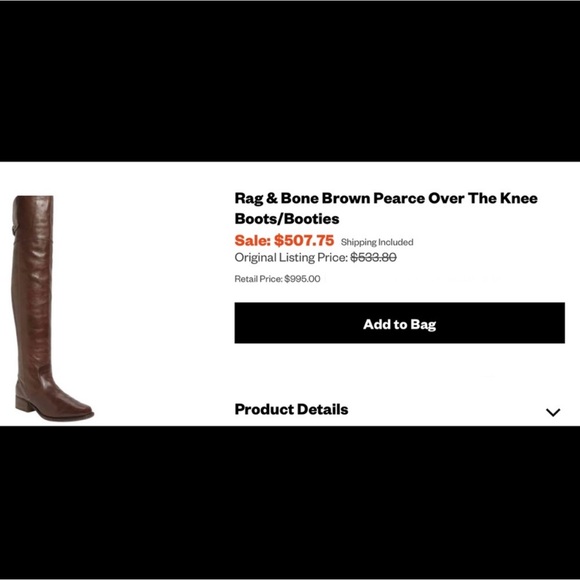 RAG AND BONE PEARCE OVER THE KNEE BOOTS 38.5 - Picture 9 of 9